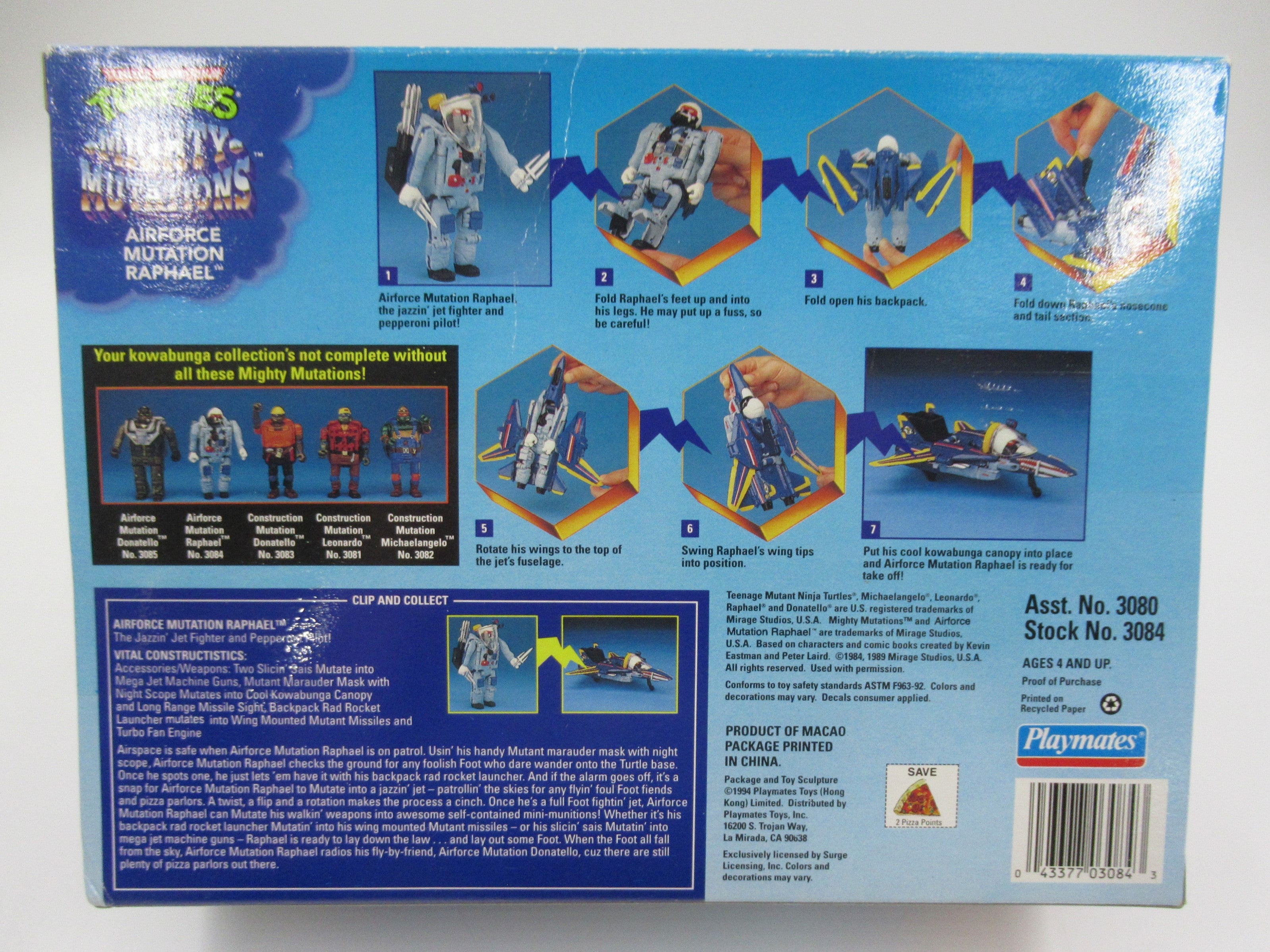 Teenage Mutant Ninja Turtles Airforce Mutation Raphael 4.5" Figure TMNTs - Playmates (1994)
